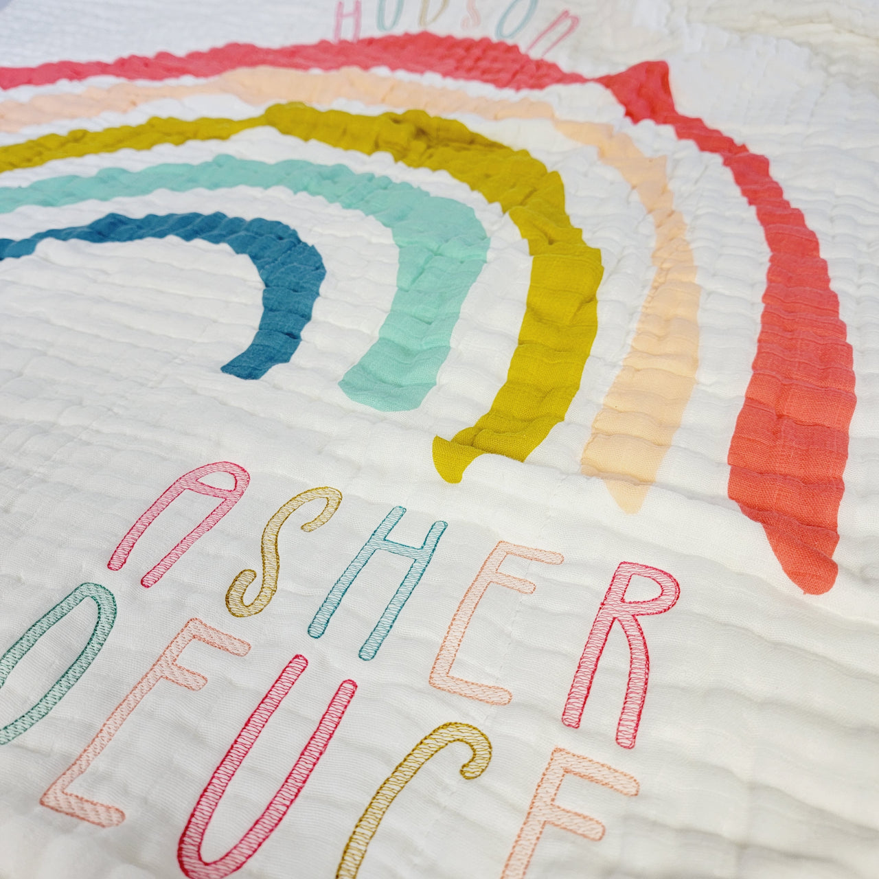 Rainbow Cotton Muslin Baby Quilt