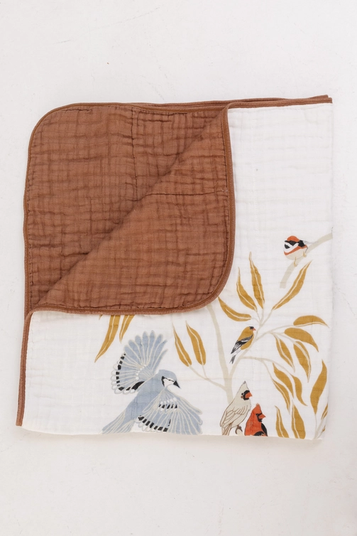 For The Birds Cotton Muslin Baby Quilt
