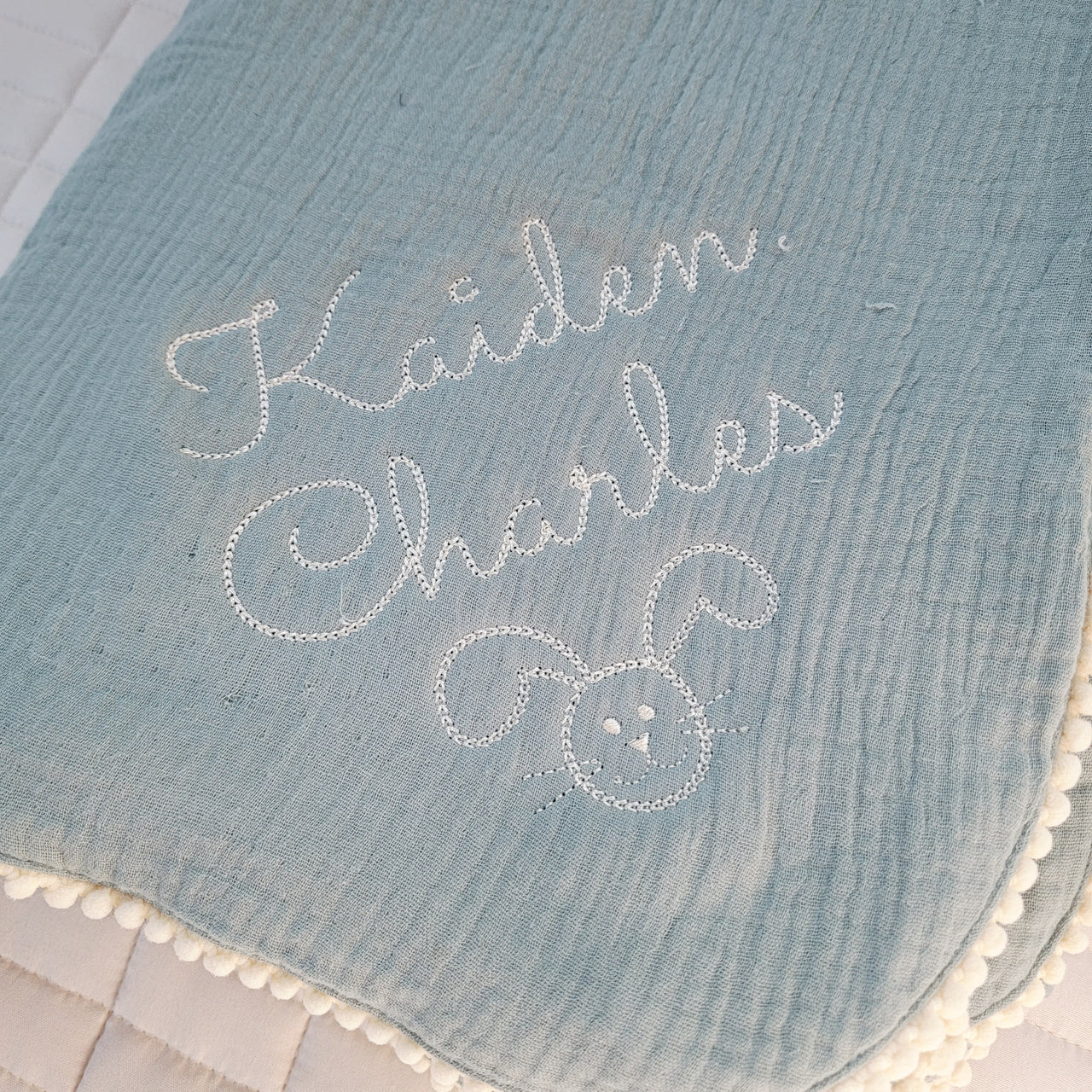 Pom Pom Cotton Muslin Baby Blanket - 5 Colors