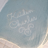 Thumbnail for Pom Pom Cotton Muslin Baby Blanket - 5 Colors