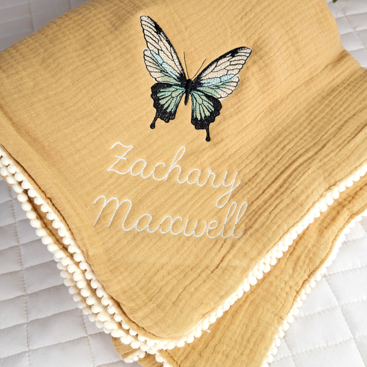 Enchanted Forest Butterfly Baby Blanket, Teether, or Bib