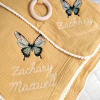 Thumbnail for Enchanted Forest Butterfly Baby Blanket, Teether, or Bib
