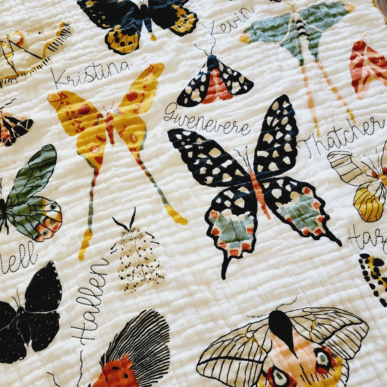 Butterfly Collector Cotton Muslin Baby Quilt