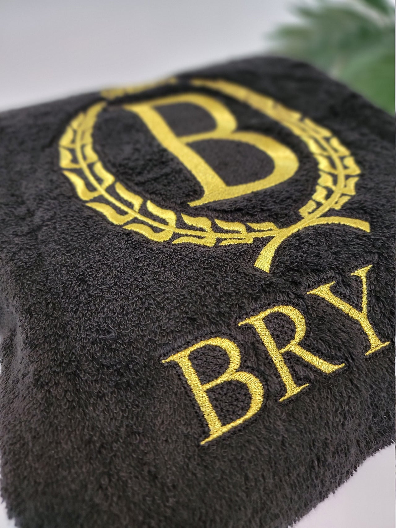 Personalized Bath Towel - Embroidered Monogrammed Towel with King Crown - Custom Embroidered Gift for Men- Embroidered Towel - Black Towel