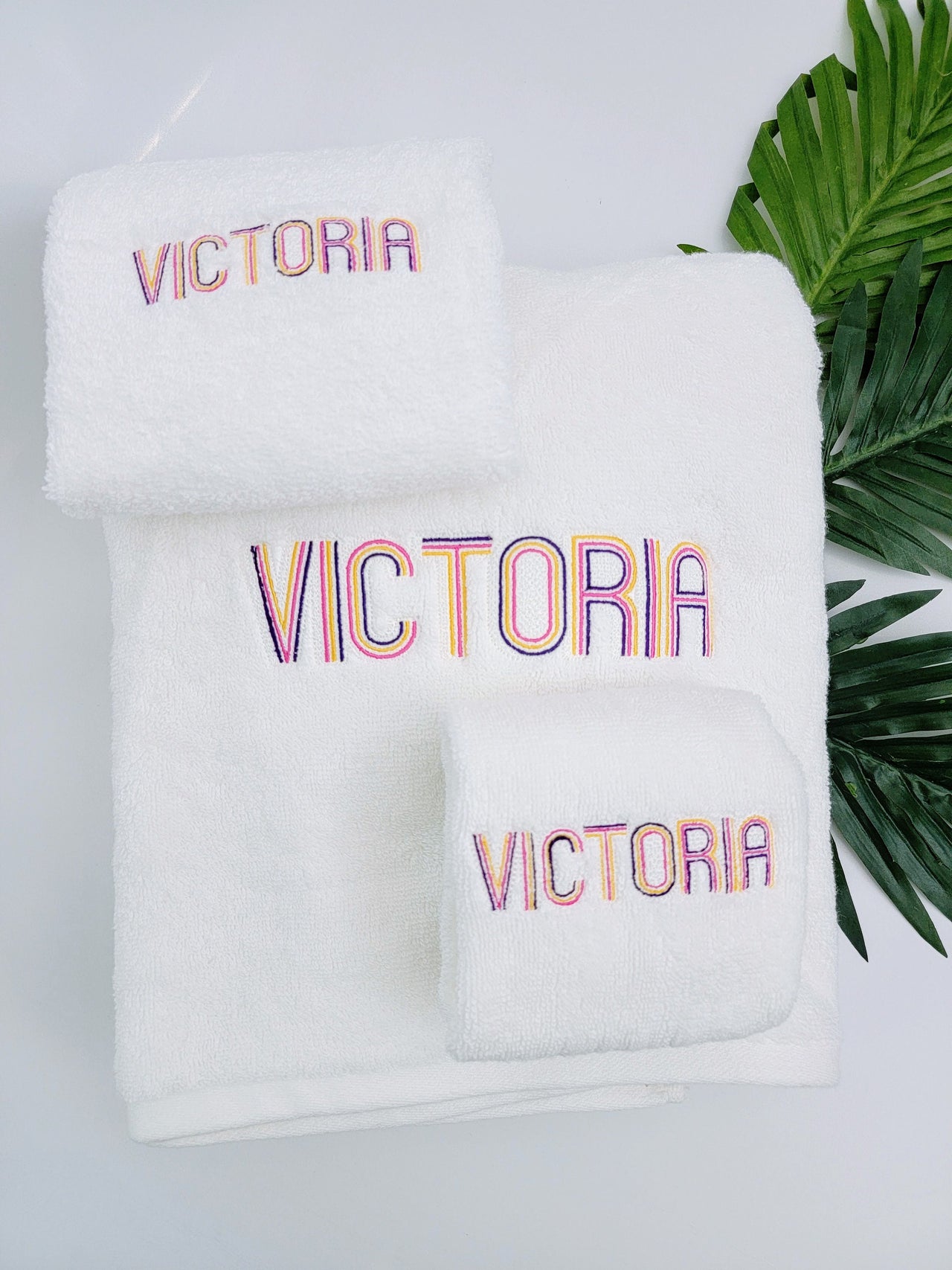 Monogrammed Bath Towel Set - Personalized Towels With Name - Set of Towels - Graduation Gift - Bachelorette Gift - Black Owned Shop