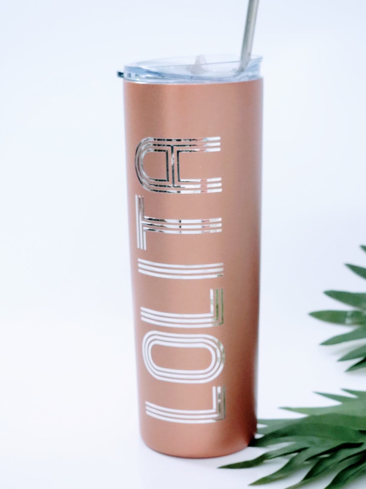 Personalized Tumbler with Lid & Straw - Stainless Steel Skinny Matte Tumbler with Name - Custom Water Bottle Bridesmaid Gift