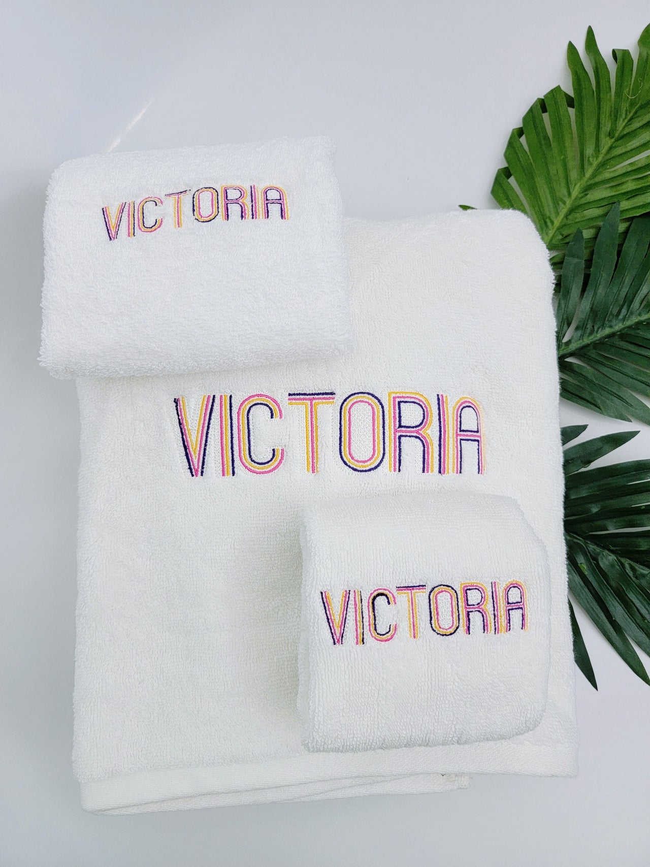Personalized 3-Piece Embroidered Bath Towel Set