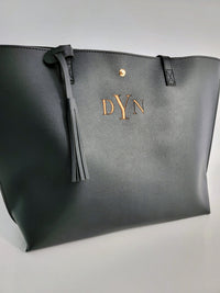 Thumbnail for Black Monogrammed Tote Bag For Women - Personalized Work Tote Bag - Travel Tote Bag - Bridesmaid Gift - Tote Bag Aesthetic