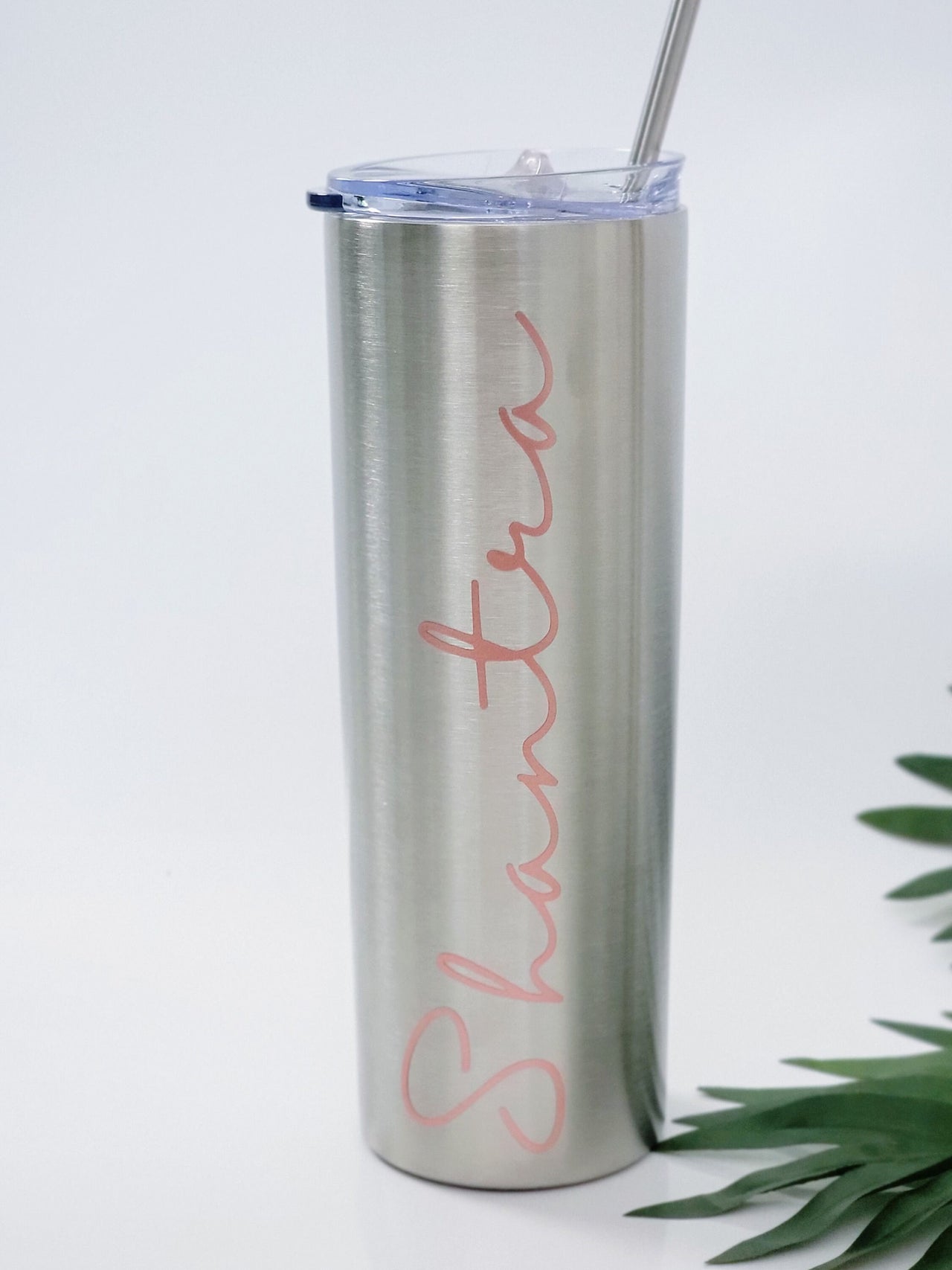 Personalized Stainless Steel Skinny Tumbler With Lid and Straw