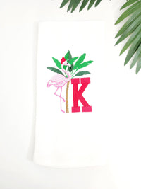Thumbnail for Christmas Kitchen Towel - Personalized Flamingo Santa Tea Towel - Custom  Embroidered Hand Towel -  Holiday Kitchen Decor - Black Owned Shop
