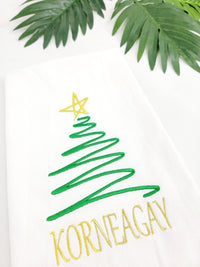 Thumbnail for Christmas Kitchen Towel - Personalized Christmas Tree Tea Towel - Custom  Embroidered Hand Towel -  Holiday Kitchen Decor - Black Owned Shop