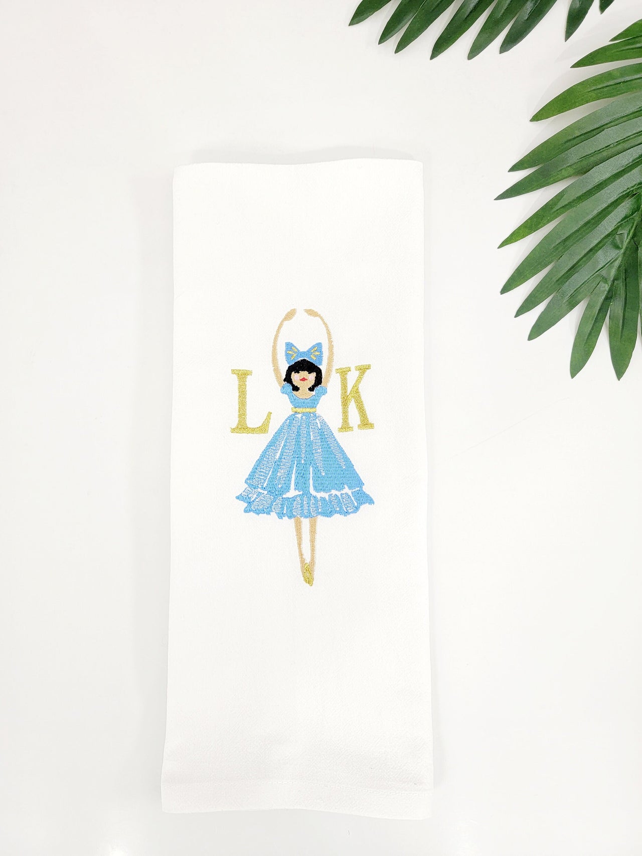 Clara Monogrammed Tea Towel - Personalized Ballerina Towel -Nutcracker Christmas Kitchen Towel - Embroidered Hand Towel - Holiday Decor