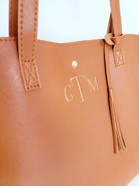 Thumbnail for Brown Monogrammed Tote Bag For Women - Personalized Work Tote Bag - Travel Tote Bag - Bridesmaid Gift - Tote Bag Aesthetic