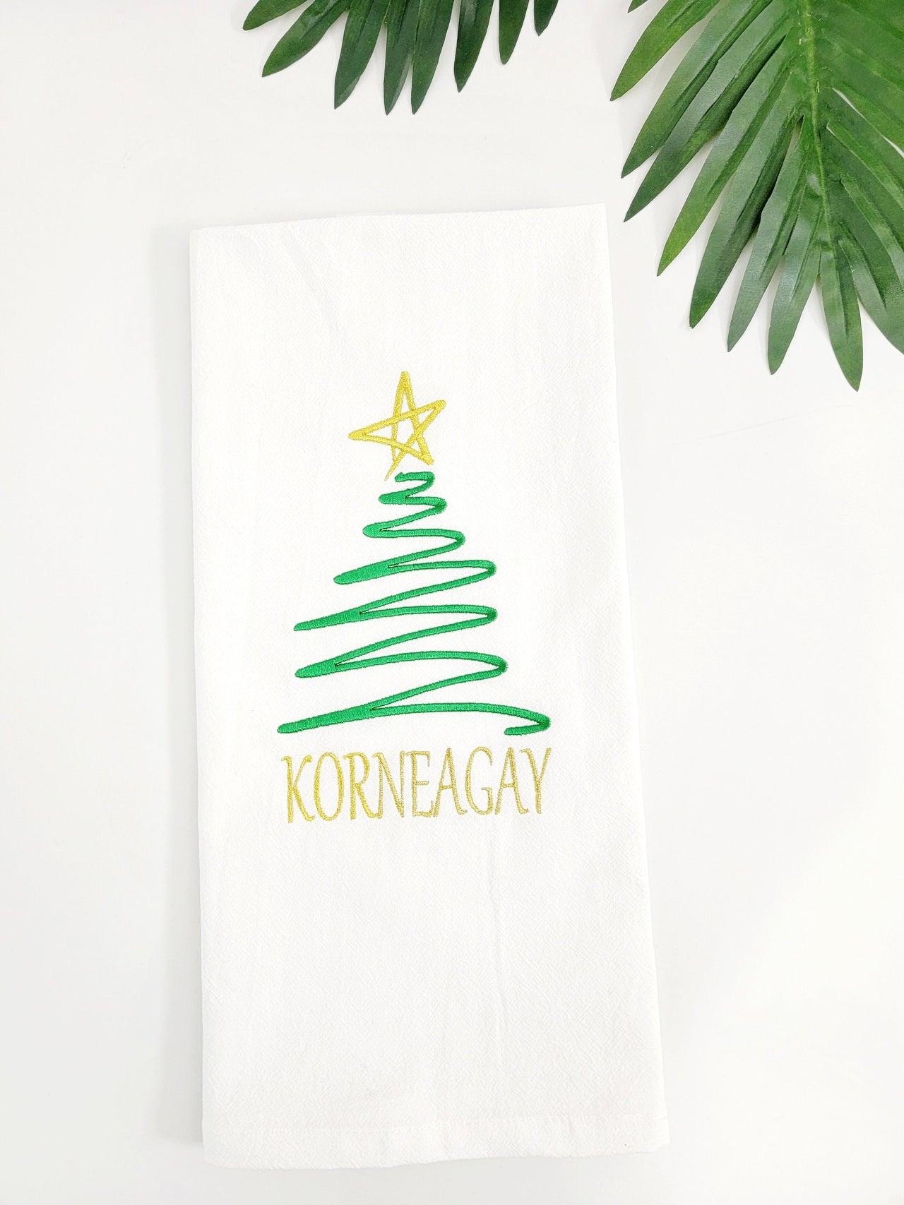 Christmas Kitchen Towel - Personalized Christmas Tree Tea Towel - Custom  Embroidered Hand Towel -  Holiday Kitchen Decor - Black Owned Shop