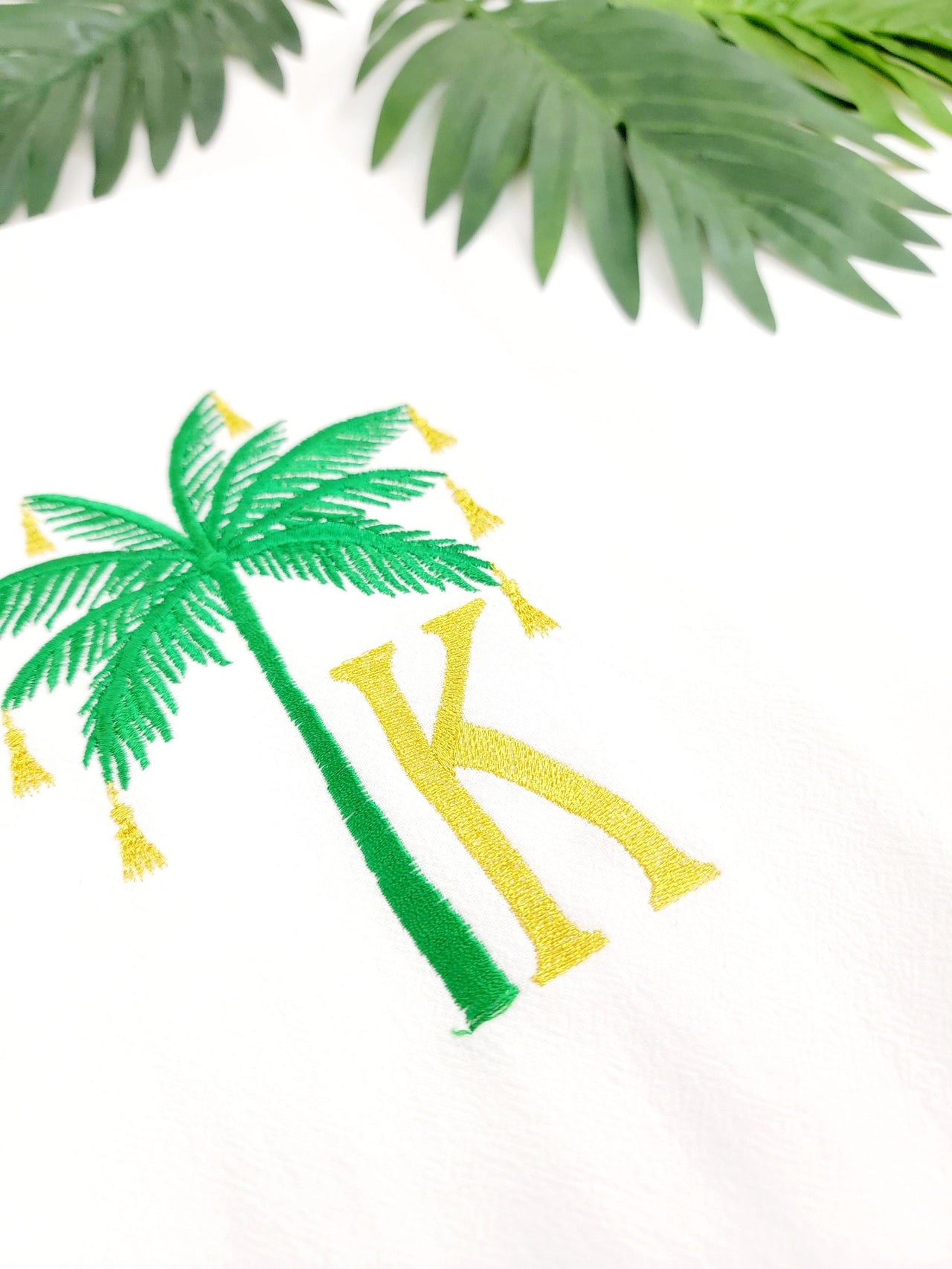Christmas Kitchen Towel - Personalized Palm Tree Tea Towel - Custom  Embroidered Hand Towel -  Holiday Kitchen Decor - Black Owned Shop