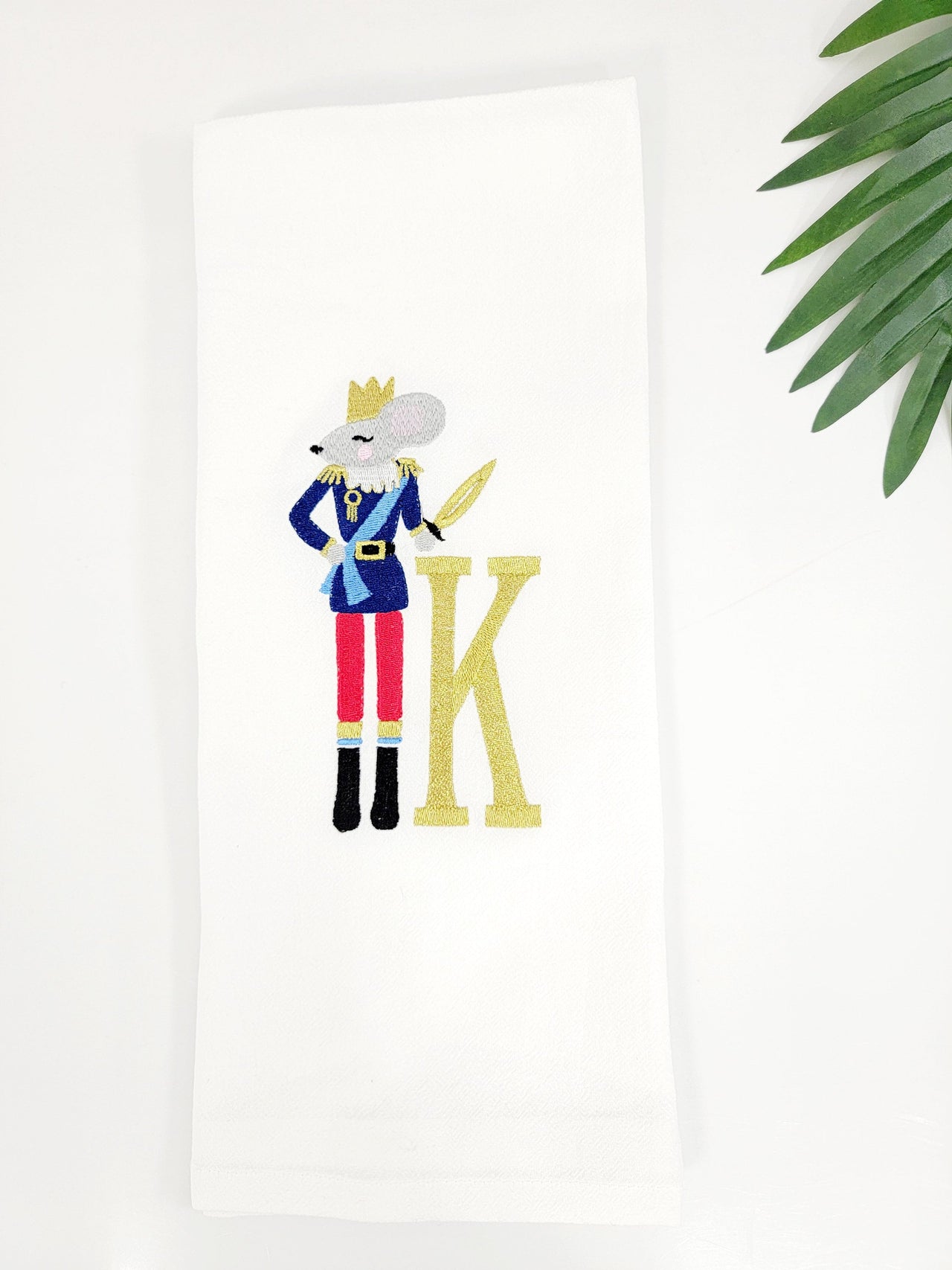 Mouse King Monogrammed Tea Towel - Personalized Prince Towel -Nutcracker Christmas Kitchen Towel - Embroidered Hand Towel - Holiday Decor