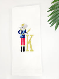 Thumbnail for Mouse King Monogrammed Tea Towel - Personalized Prince Towel -Nutcracker Christmas Kitchen Towel - Embroidered Hand Towel - Holiday Decor