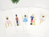 Thumbnail for Sugar Plum Fairy Monogrammed Tea Towel - Personalized Ballerina Towel -Nutcracker Christmas Kitchen Towel - Embroidered Hand Towel
