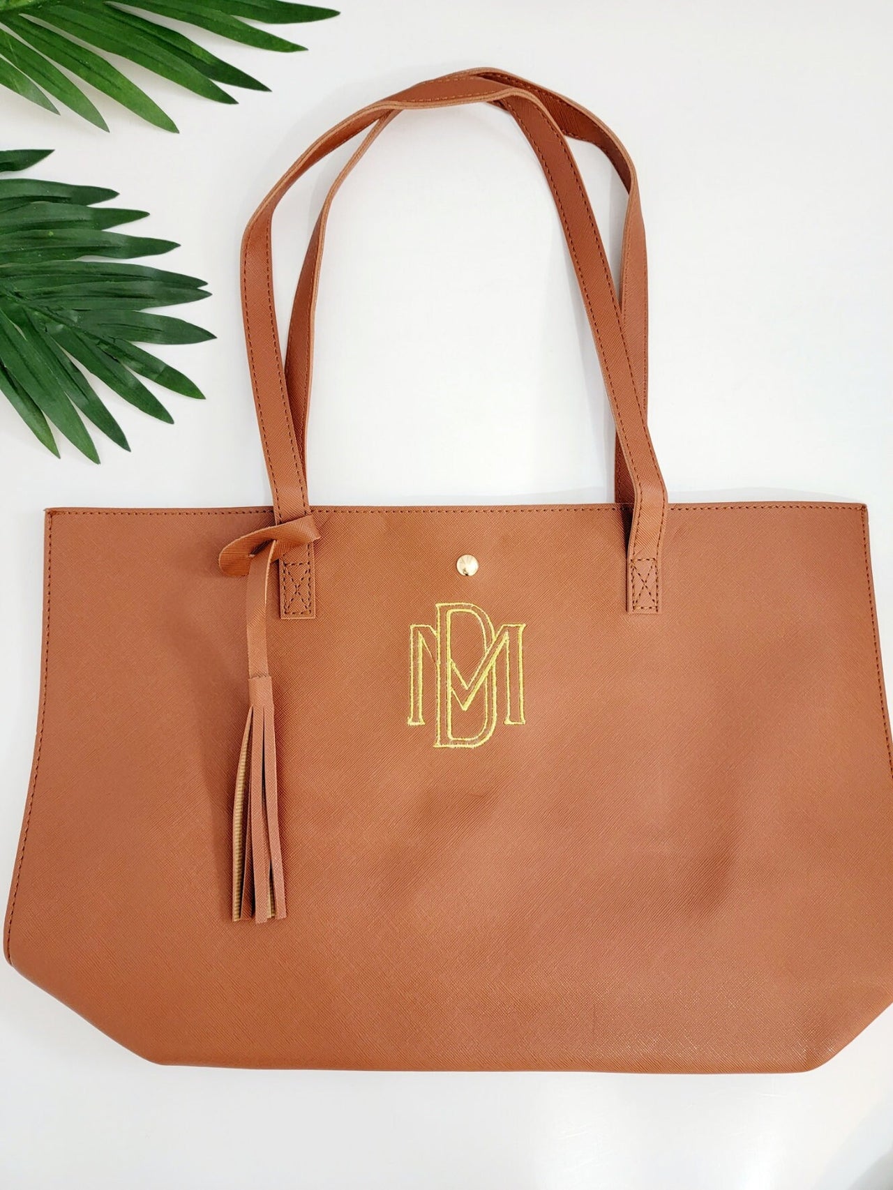 Brown Monogrammed Tote Bag For Women - Personalized Work Tote Bag - Travel Tote Bag - Bridesmaid Gift - Tote Bag Aesthetic