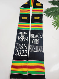 Thumbnail for Custom Embroidered Graduation Stole -  2022 Graduation Gift - Nurse Graduation Stole - Kente Cloth Graduation Stole - Black Owned Shop