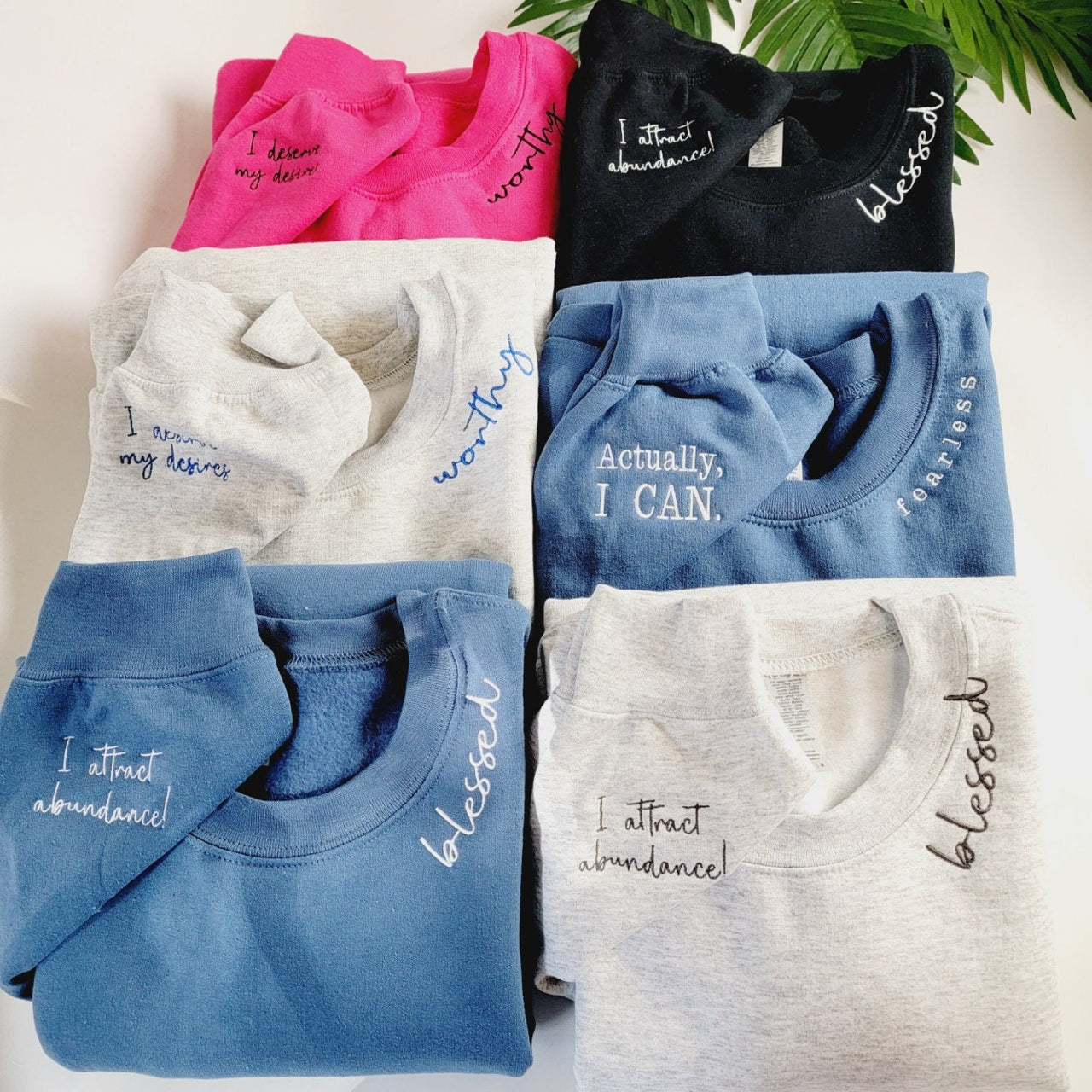 Custom Embroidered Sweatshirt For Women or Men - Neckline Embroidered Sleeve - Gift for Her - Monogrammed Sweatshirt - Trendy Sweatshirt