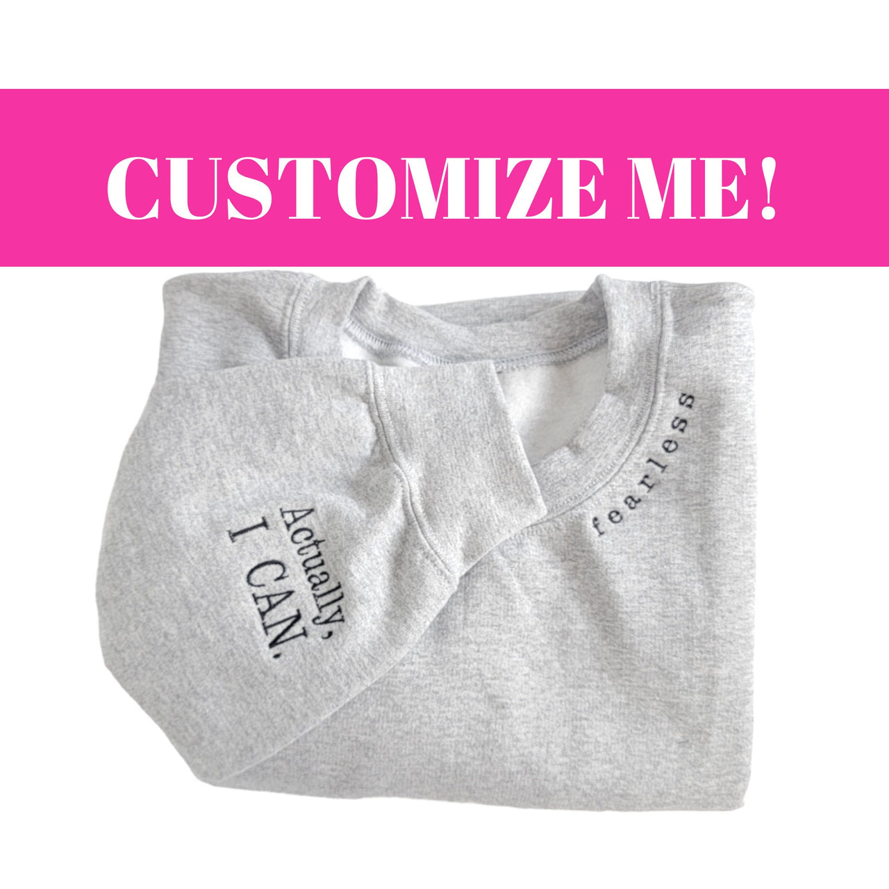 Custom Embroidered Sweatshirt For Women or Men - Neckline Embroidered Sleeve - Gift for Her - Monogrammed Sweatshirt - Trendy Sweatshirt