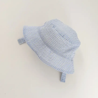 Thumbnail for Light Blue Stripe Seersucker Kid's Bucket Hat UPF 25+