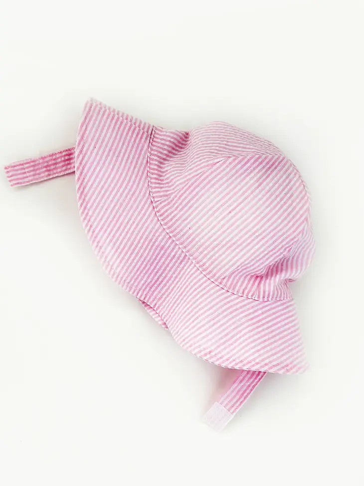 Pink Seersucker Kid's Bucket Hat UPF 25+